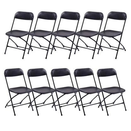Ktaxon 6ft White Folding Table and 10 Pack Folding Chairs Black, Plastic Table and Chair Set