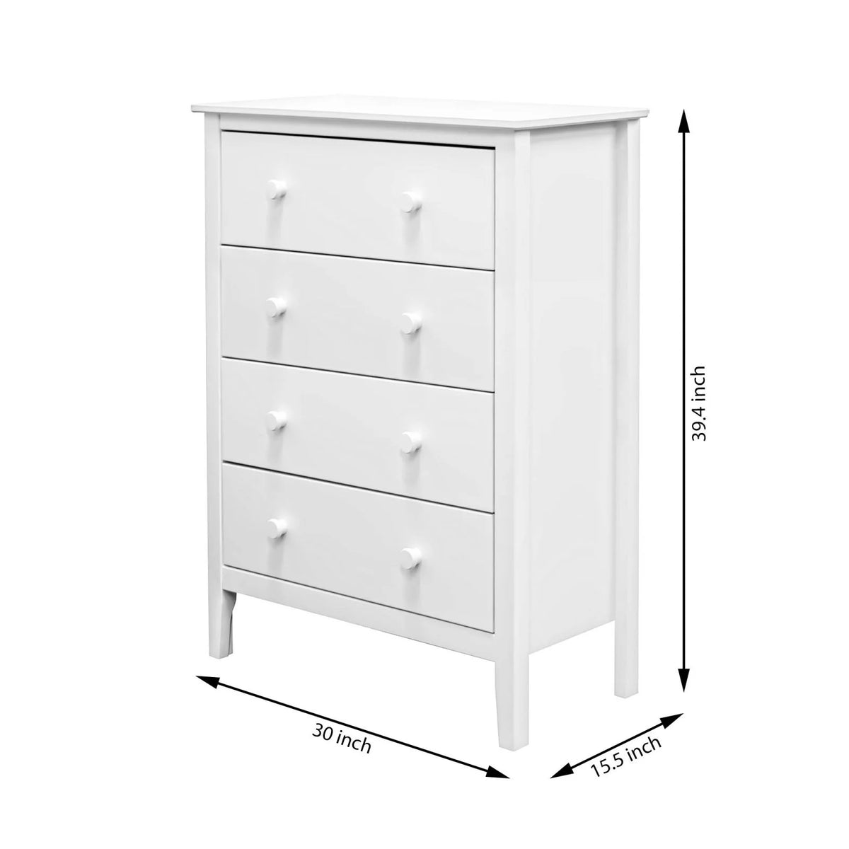 Adeptus Solid Wood Easy Pieces 4 Drawer Chest of Drawers - White