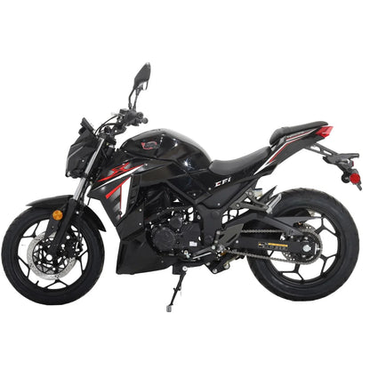 X-Pro Python 250 Electronic Fuel Injection Gas Motorcycle with Manual Transmission, Electric Start! 17" Wheels! Assembled In Crate!