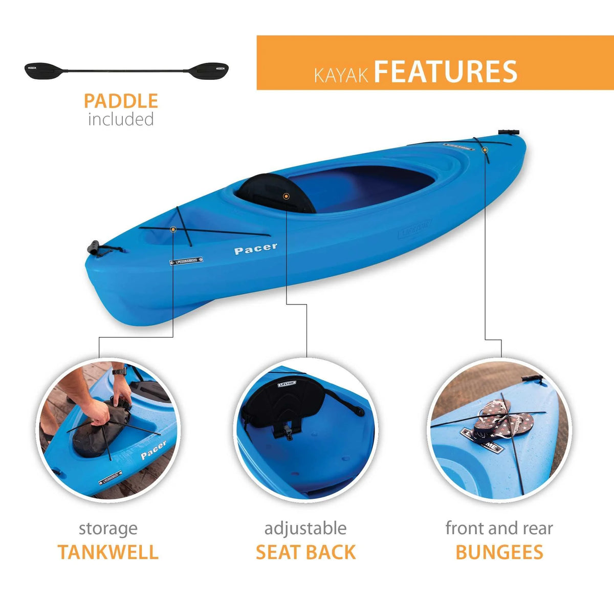Lifetime Pacer 8 ft. Sit-Inside Kayak, Green (91032)