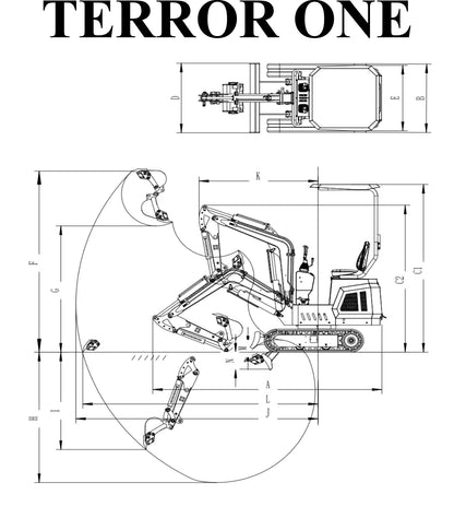 TYPHON TERROR ONE STORM 1-Ton Mini Excavator with Canopy, Hydraulic Thumb, and 13.5hp Engine