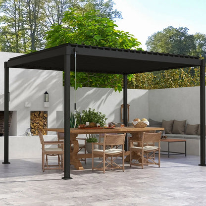 Mirador 10'x 10' Outdoor Pergola, 80S Steel Frame w/ Adjustable Louvers Roof for Garden, Patio, Backyard, Dark Gray