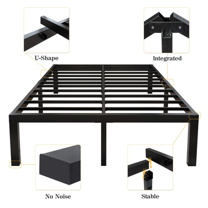 yookare 18" 4000lbs Heavy Duty Platform Metal Bed Frame, Queen