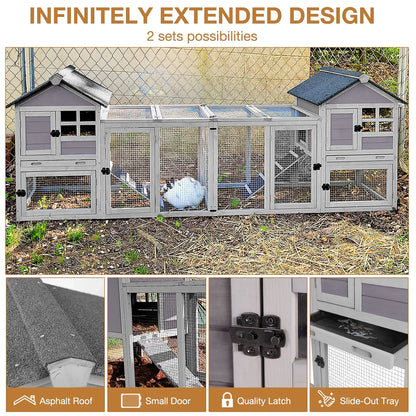 Rabbit Hutch Outdoor Bunny Hutch Indoor Rabbit Cage Wooden Habitat Small Animal Pet Poultry Cage