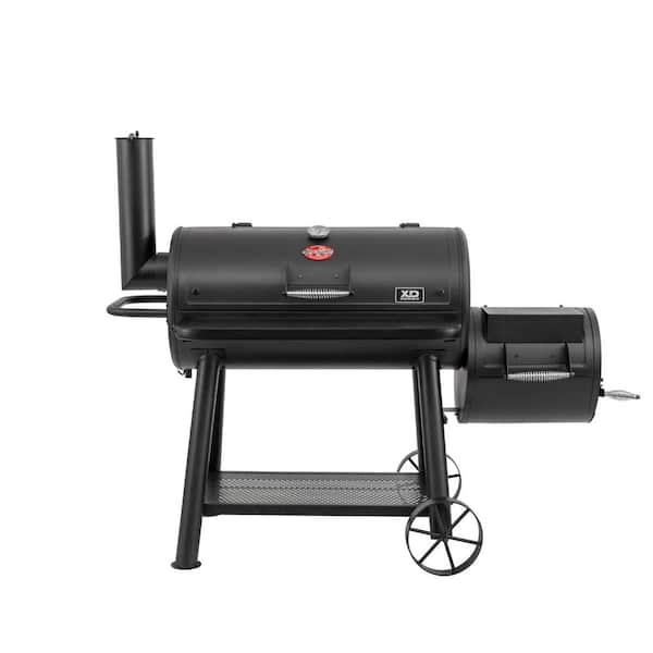 Grand Champ Charcoal Grill and Offset Smoker in Black