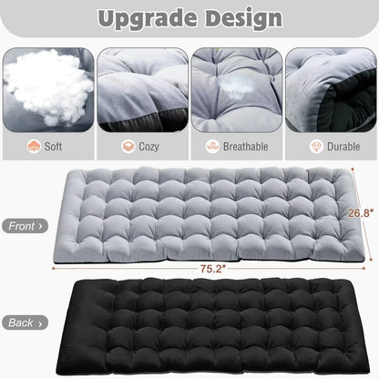 MOPHOTO Lounge Chair with Mattress, Outdoor Chaise Lounge Support 440 Lbs, Adjustable Portable Heavy Duty Sleeping Cots Bed for Camping, Pool, Beach, Patio
