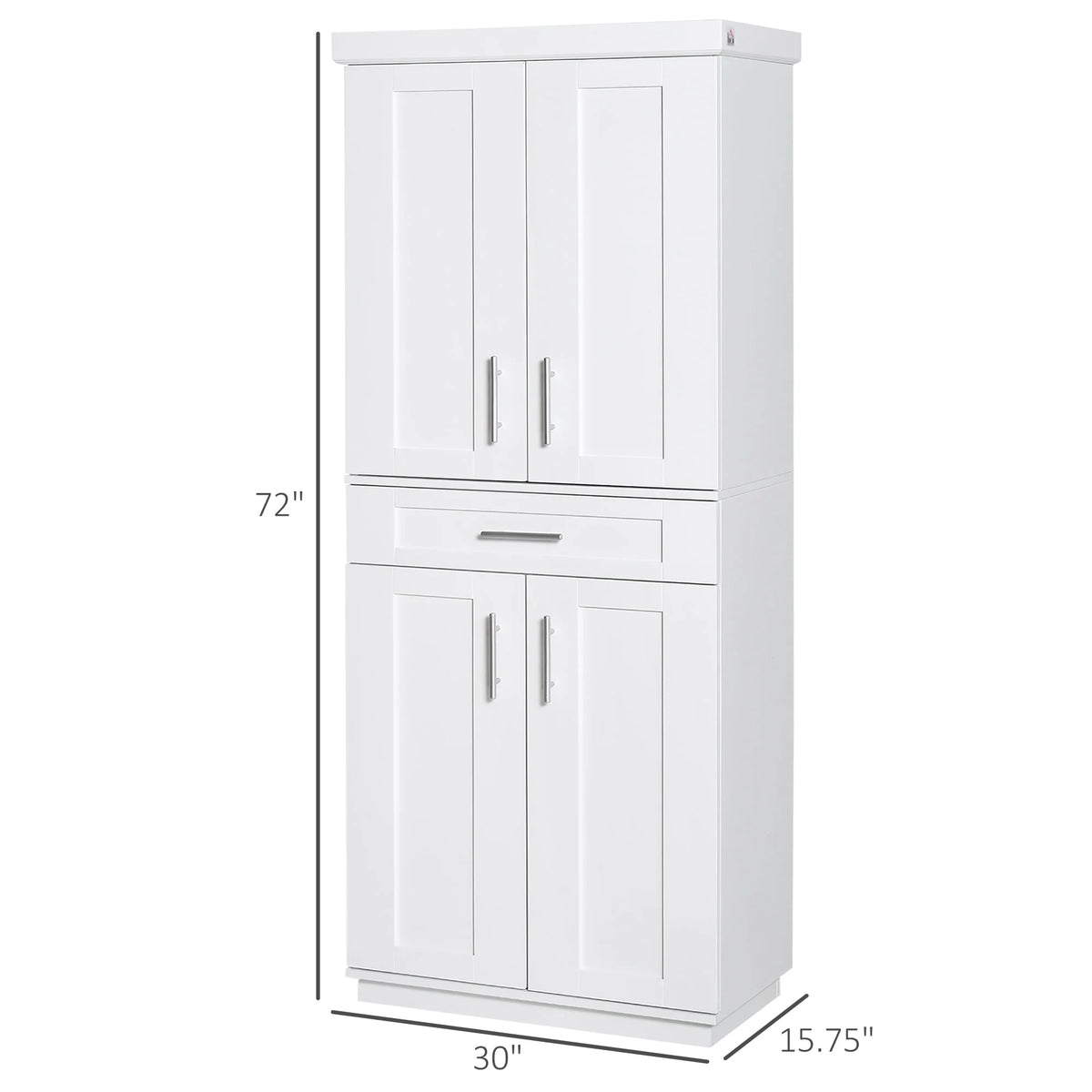 HomCom Modern Kitchen Pantry Freestanding Cabinet Cupboard with Doors and Shelves, Adjustable Shelving