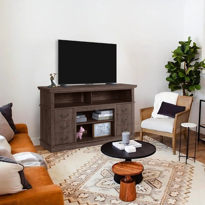 TV Stand for 65 Inch TV, Entertainment Center with Two Glass Barn Doors and Storage Cabinet Table, Farmhouse Style Media Console Table for Living Room(Coffee)