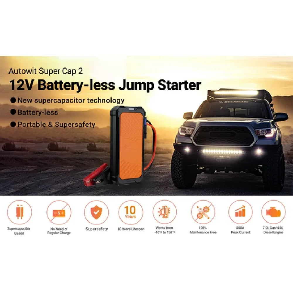 Autowit SuperCap 2 Battery-Less Portable Car Jump Starter with Carrying Case Bulit-in Supercapacitor