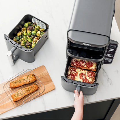 Ninja DoubleStack XL 2-Basket Air Fryer, DoubleStack Technology Cooks 4 Foods at Once, Space Saving Design, 10 QT, 4-in-1, Smart Finish & Match Cook, SL400