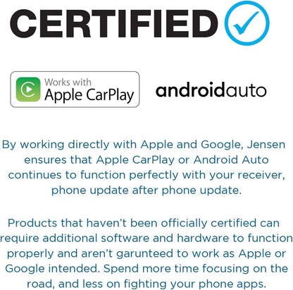 Jensen J1CA10FL-BUC 10.1-inch Certified Apple CarPlay Android Auto Wired or Wireless | Single DIN and Double DIN Touchscreen Car Stereo Radio | Bluetooth | USB Charge | Backup Camera Included
