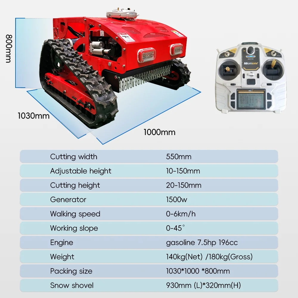 Gasoline Lawn Mower 550mm Grass Cutting Robot Gasoline Mower with Remote Control for Lawns Wasteland