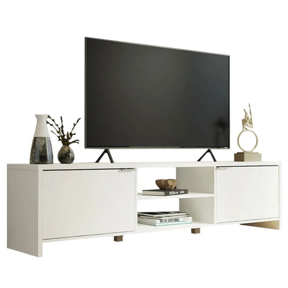 Madesa TV Stand Large Media Console with Cable Management for 65, 75 Inch Media Storage Gaming Living Room Entertainment Center Modern Wooden Television Cabinet - Black