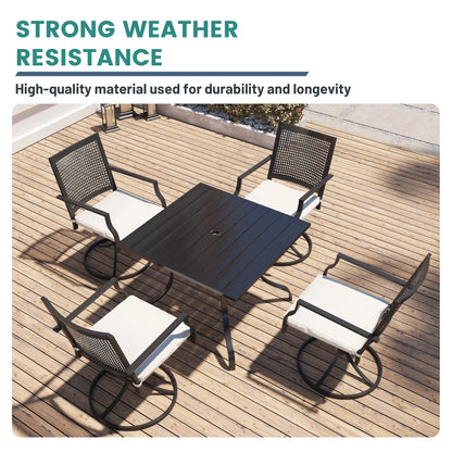 Mondawe 36*36inch Steel Square Outdoor Dining Table with 1.65" umbrella hole, for Backyard, Patio, Deck or Porch Gathering