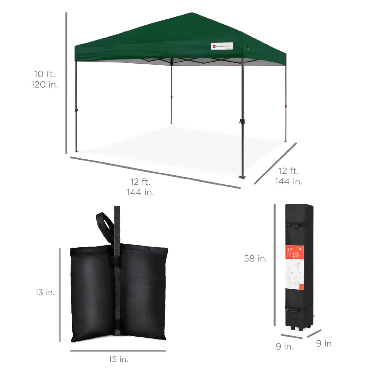 Best Choice Products 12x12ft Easy Setup Pop Up Canopy w/ 1-Button Setup, Wheeled Case, 4 Weight Bags - Navy Blue