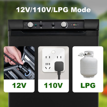 Smad 3 Way Fridge Gas/12V/110V 3.5 Cu.ft Propane Camping Refrigerator Fridge
