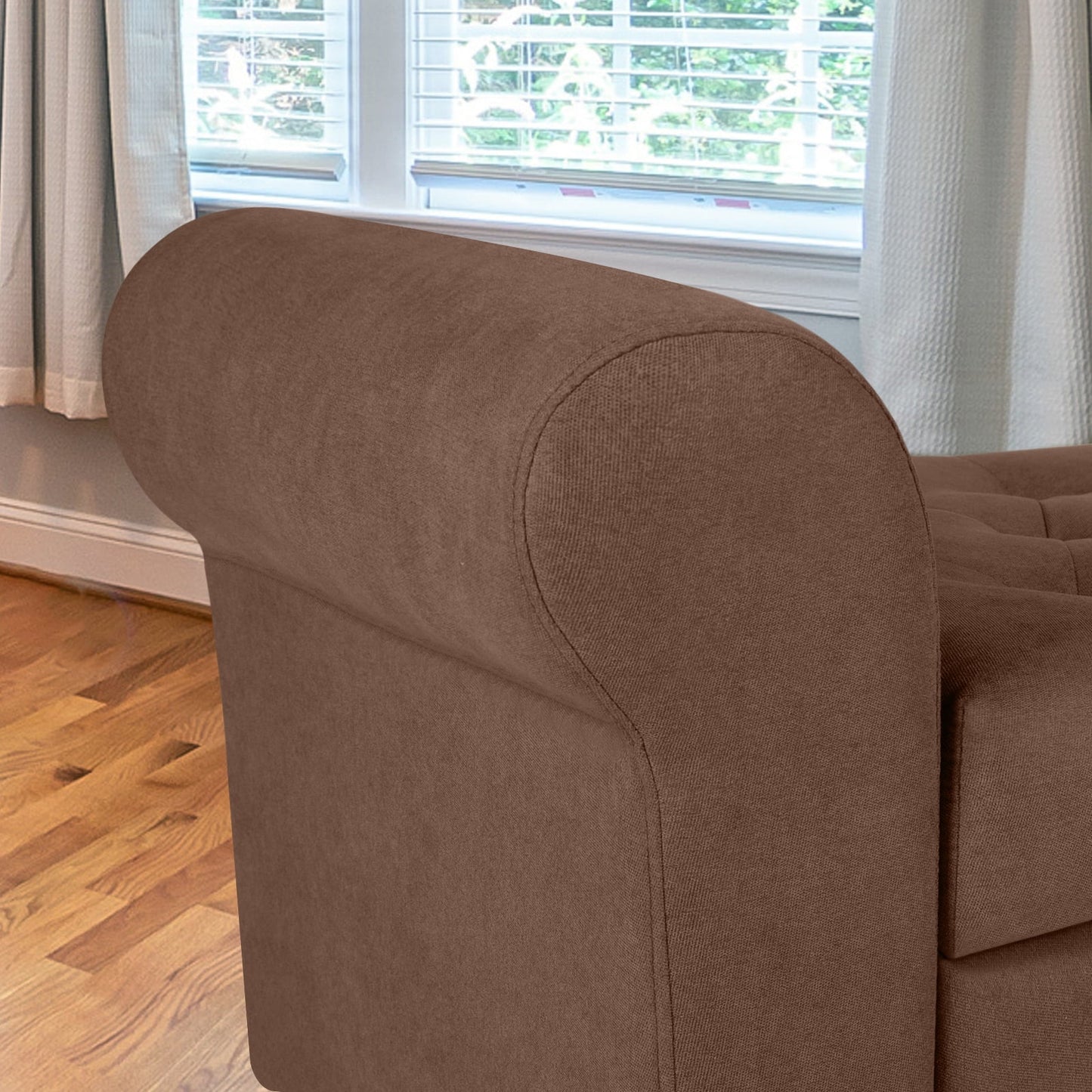 Storage Bench with Upholstered Rolled Arm Ottoman Bench Couch w/ Solid Wood Legs for Bedroom End of Bed,and Living room,Gray