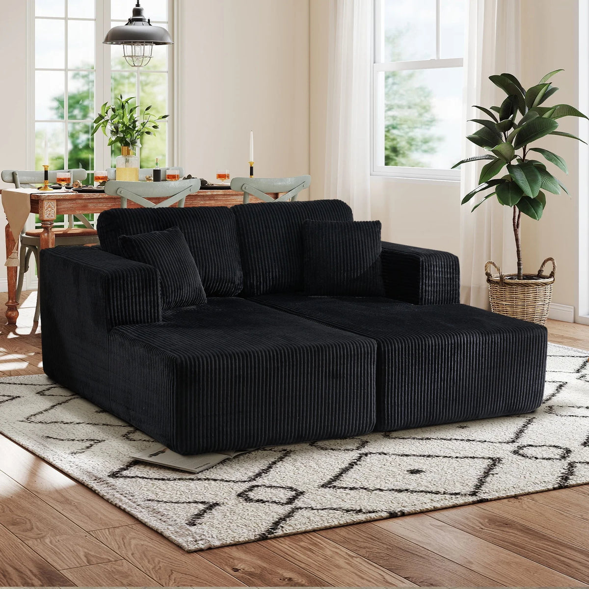 Bonzy Home Sectional Sofa with L-Shape Chaise,Modern Modular Sofa Upholstered Couch Corduroy Fabric for Living Room Bedroom Beige