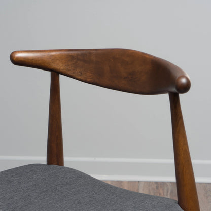GDF Studio Virgil Mid Century Modern Fabric Upholstered Dining Chairs, Set of 2, Charcoal and Walnut