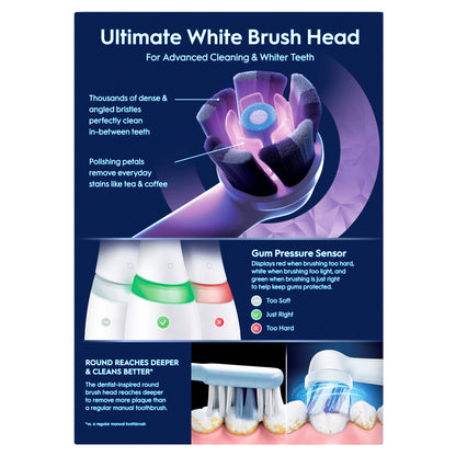 Oral-B iO Series 3 Perfect Clean & Whiten Rechargeable Electric Toothbrush, 1-pack
