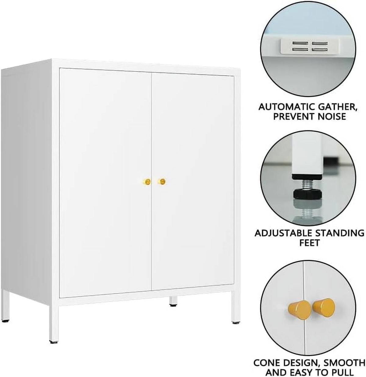 Small 2 Transparent Door Metal Storage Side Buffet Cabinet for Bed Room,Living Room,Entryway,Hallway,Home,Hotel,Office,Garage,Kitchen,1 Removable Shelf.
