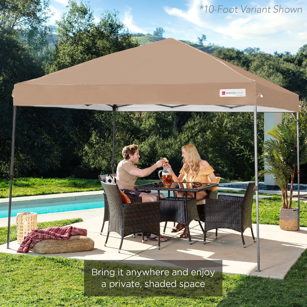 Best Choice Products 12x12ft Easy Setup Pop Up Canopy w/ 1-Button Setup, Wheeled Case, 4 Weight Bags - Navy Blue
