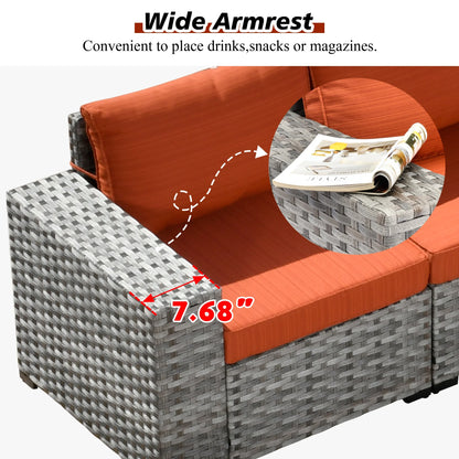Ovios 12 Pieces Outdoor Furniture All Weather Wicker Patio Conversation Sectional Sofa Set with Side Table for Garden Backyard