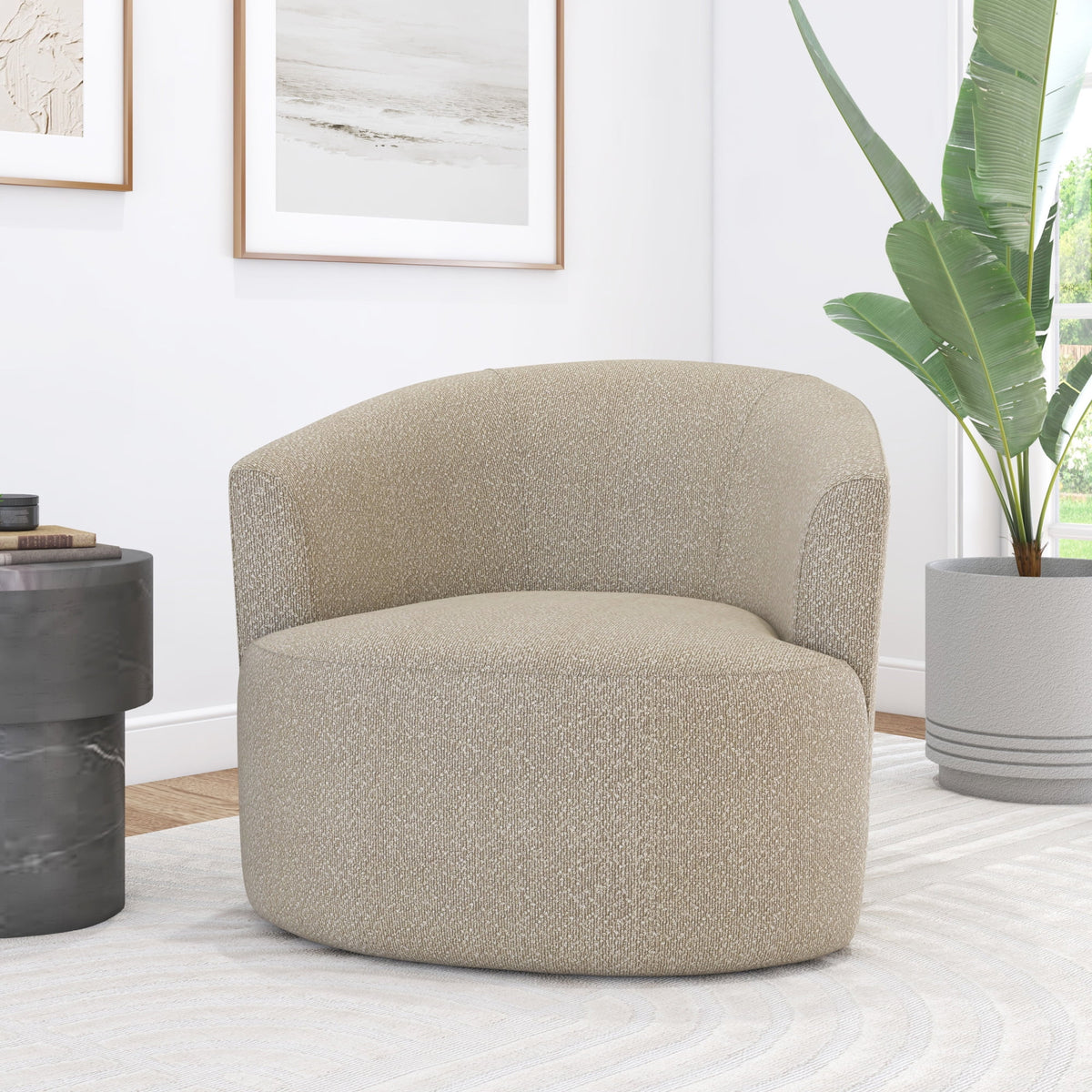 Mainstays Boucle Swivel Accent Chair, Taupe