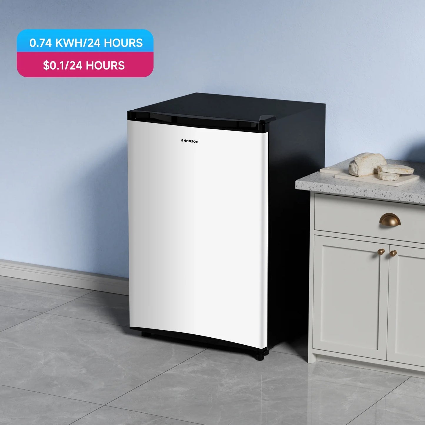 BANGSON 3.0 Cu.ft Compact Upright Freezer, Energy-Saving Mini Freezer with Adjustable Thermostat,Black