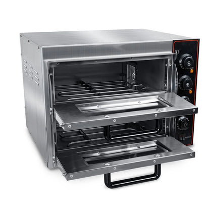 Commercial Pizza Oven 16 inch Pizza Double Deck 3000W 110V Electric Oven Multipurpose Toaster Bake Broiler 40L Stainless Steel for Restaurant Home Pizza Pretzels Baked Roast Yakitori