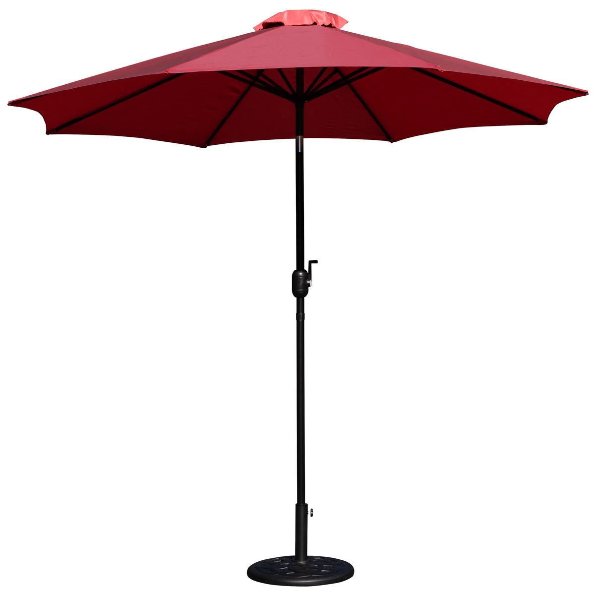 Merrick Lane Patio Umbrella with Base - 9' Tan Polyester Patio Umbrella - 30+ UV Protection - Waterproof Black Cement Base with 1.5" Diameter Aluminum Pole