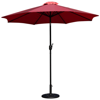 Merrick Lane Patio Umbrella with Base - 9' Tan Polyester Patio Umbrella - 30+ UV Protection - Waterproof Black Cement Base with 1.5" Diameter Aluminum Pole