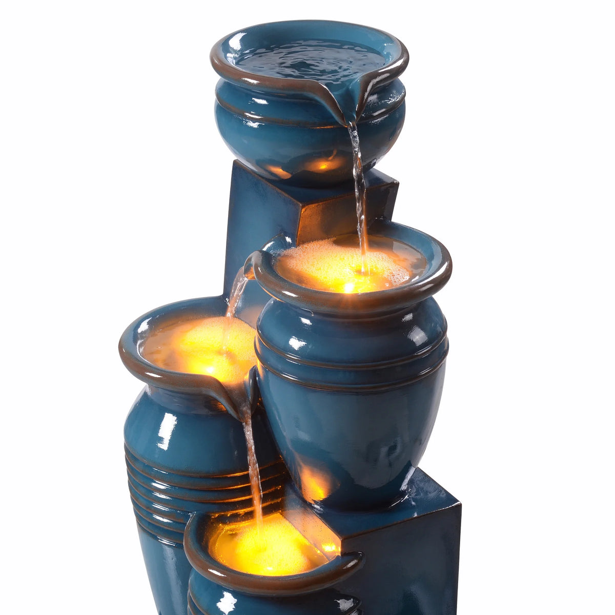 Teamson Home 28.74" Solar Water Fountain with LED Lights, Navy