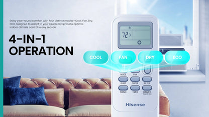 Restored Hisense HI67351 Hisense 8,000 BTU Smart Inverter Window Air Conditioner, Remote, Easy Install (Refurbished)