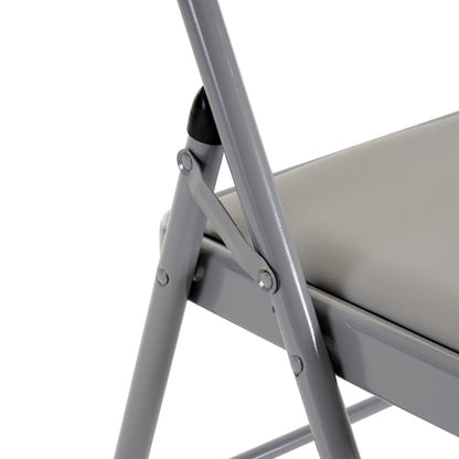 6 Pack Gray Folding Chairs with Padded Seats, Portable Stackable Foldable Chairs for Indoor & Outdoor, Commercial Seat with Metal Frame for Events Office Wedding Party, 330lbs Capacity