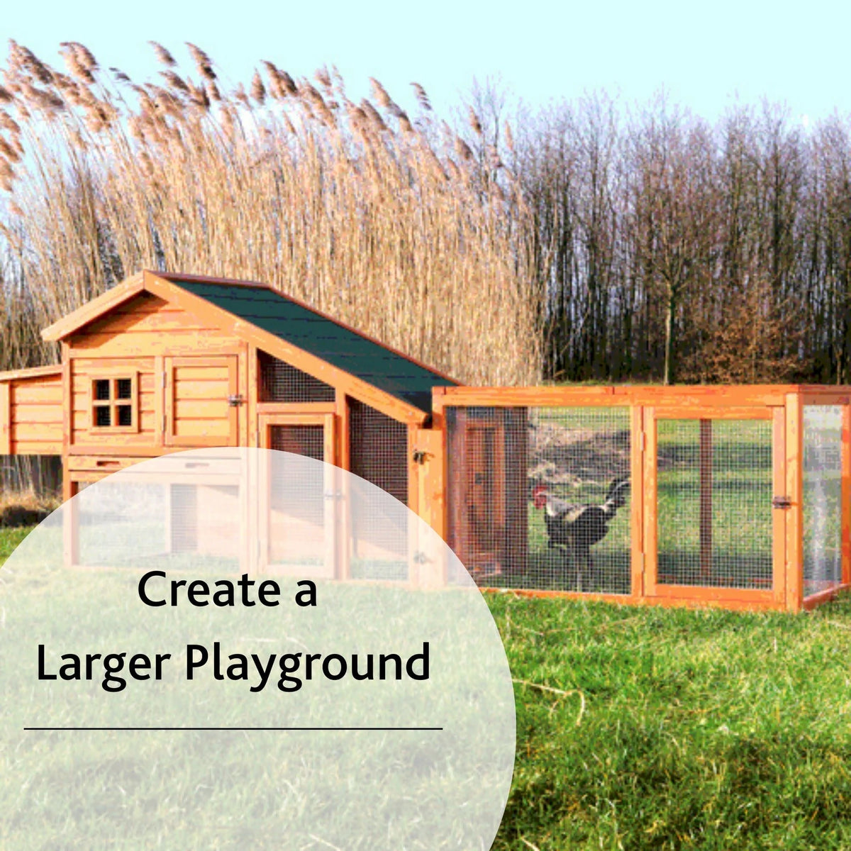 TRIXIE Weatherproof Outdoor Wooden Chicken Coop with 2 Nesting Boxes & Run, Brown