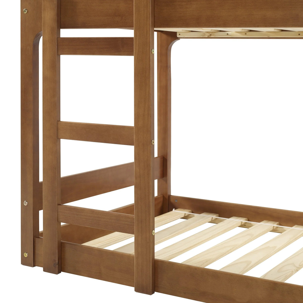 Walker Edison Modern Twin Over Twin Youth Bunk Bed, Caramel