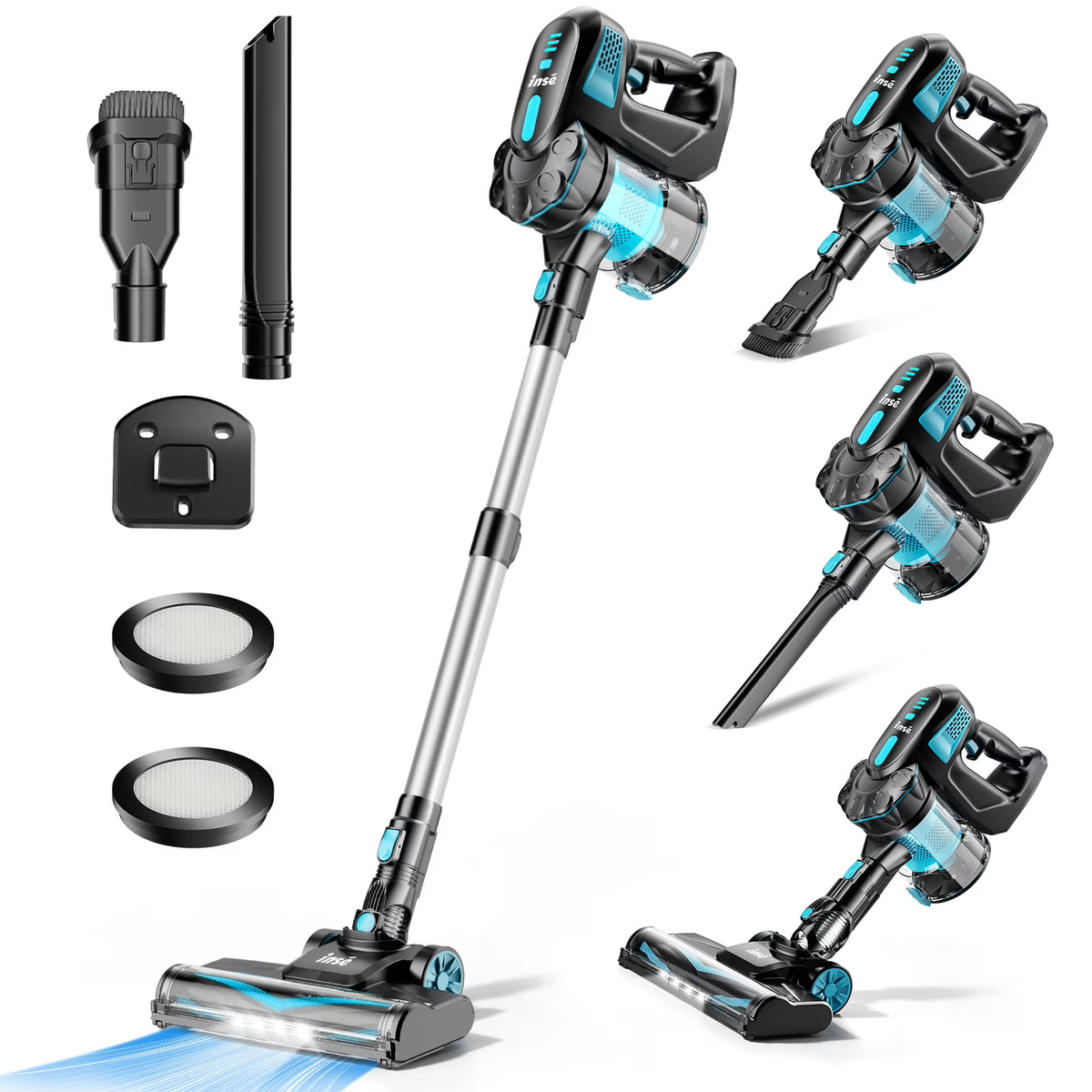INSE Cordless Vacuum Cleaners, 6-in-1 Lightweight Stick Vacuum for Hardwood Floor Carpet Pet Hair, V770