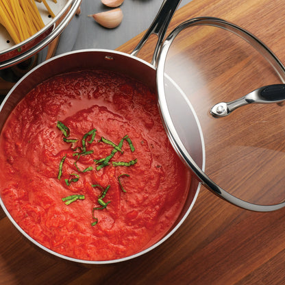 Tramontina 14-Piece Tri-Ply Clad Stainless Steel Cookware Set, with Glass Lids
