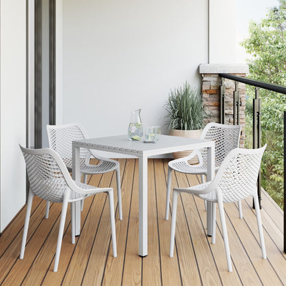 WestinTrends Playa 5-Piece Outdoor Patio Metal Frame Dining Table Set with Stackable Patio Dining Chairs, Olive Green