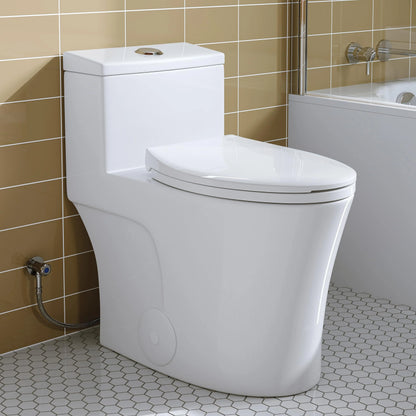 HOROW Compact One Piece Toilet with Comfort Seat ADA Height 17.3" Elongated Dual Flush 0.8/1.28 GPF