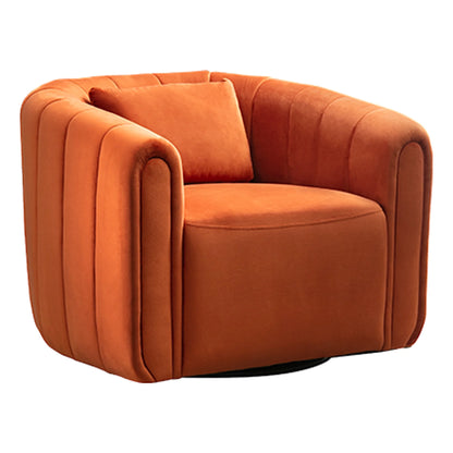 Bonzy Home Swivel Chair with Plump Pillow, Modern Velvet Accent Chair for Living Room Bedroom , Comfy Round Armchair, Orange