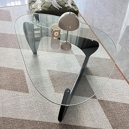 Coffee Tables For Living Room - Triangle Glass Coffee TableWithWoodenBaseMid.Century Modern Abstract End Table For Study RoomOfficeHoteBalcony( Medium 32.3*22.4*15.7)