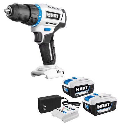 HART 20-Volt 1/2�� Drill/Driver 2-Pack 4AH Battery Kit Bundle