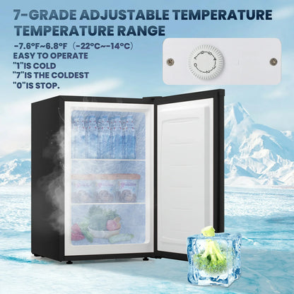 Electactic Upright Freezer, Energy Saving 3.0 Cu.ft Single Door Compact Upright Freezer with Reversible Door(Black)