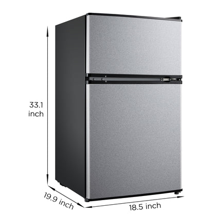 Mainstays 3.2 Cu. ft. 2-Door Refrigerator with Freezer, Stainless Steel Look