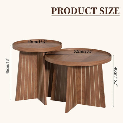 Round Coffee Table, Nesting Coffee Tables Set of 2, Circular Coffee Table