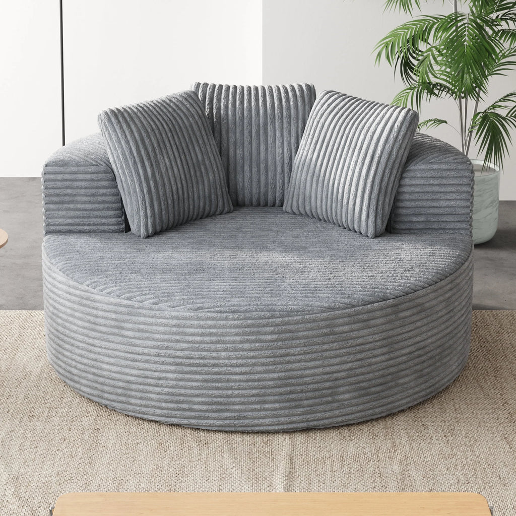 Sodrens Oversized Chaise Lounge Chair Indoor,Upholstered Sofa Bed with Throw Pillows and Armrests,Sleeper Chair for Living Room,Bedroom,Brown,Corduroy