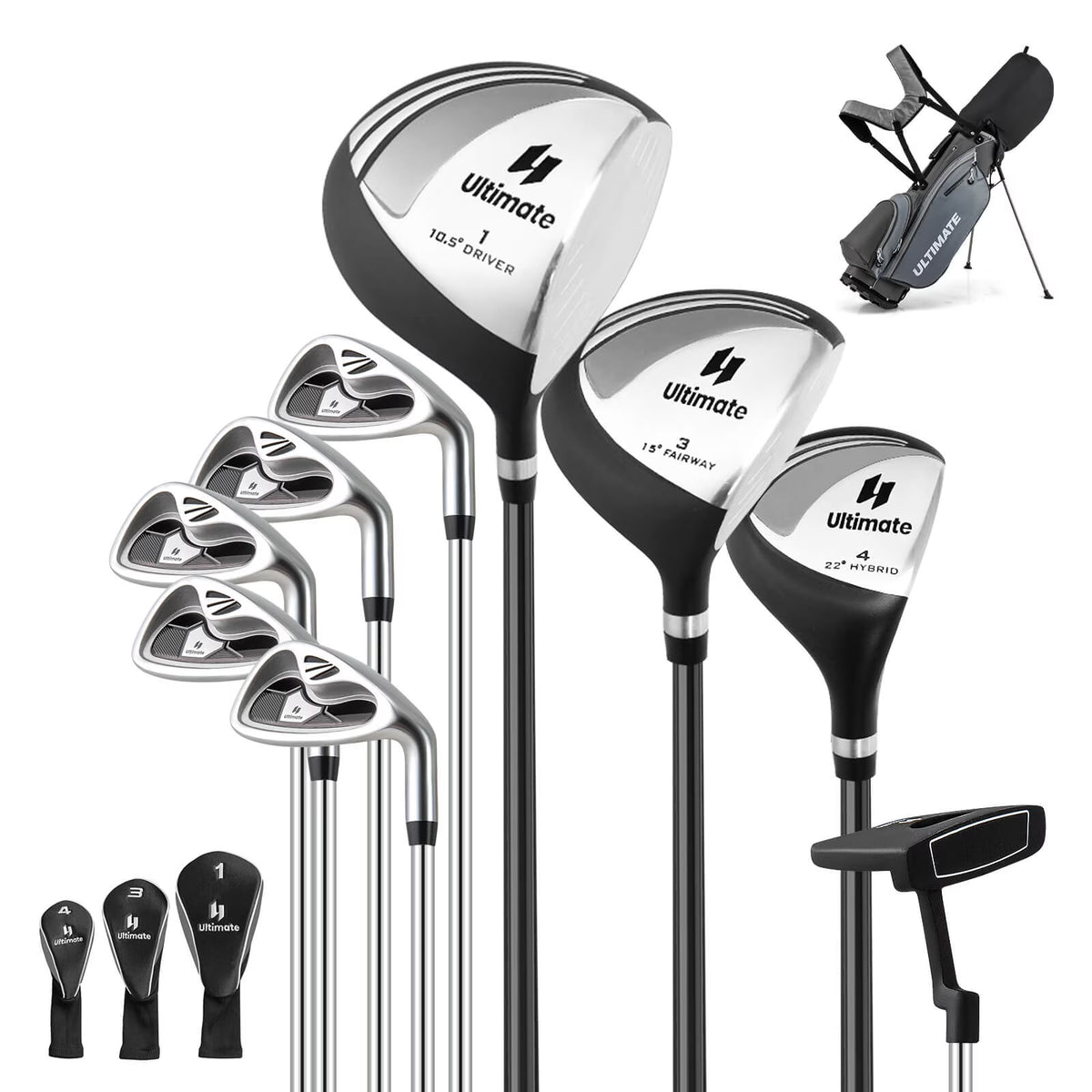 Costway Men's Complete Golf Clubs Package Set 10 Pieces Includes Alloy Driver