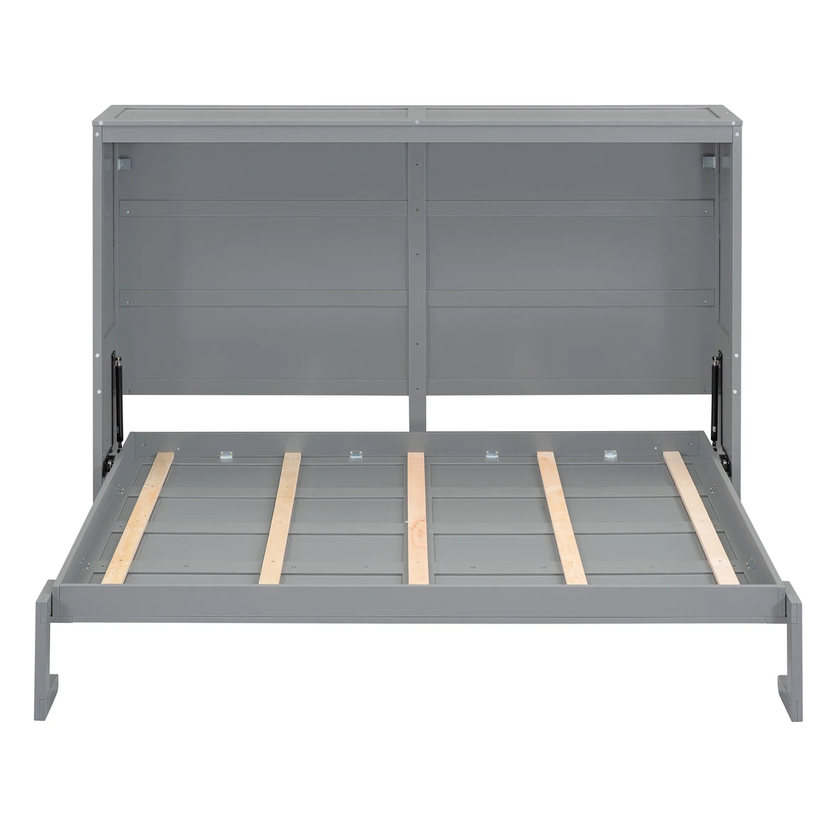 Harper & Bright Designs Full Size Murphy Bed Space-Saving Foldable Wooden Wall Bed with a Shelf for Guest Room Home Office, Gray